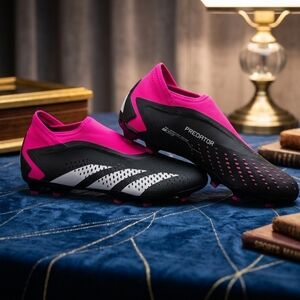 adidas Predator Laceless Soccer Cleats in Black & Pink